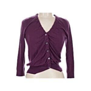 Vince Womens XS Purple 100% Cashmere Button-Up Cardigan Sweater 3/4 Sleeves